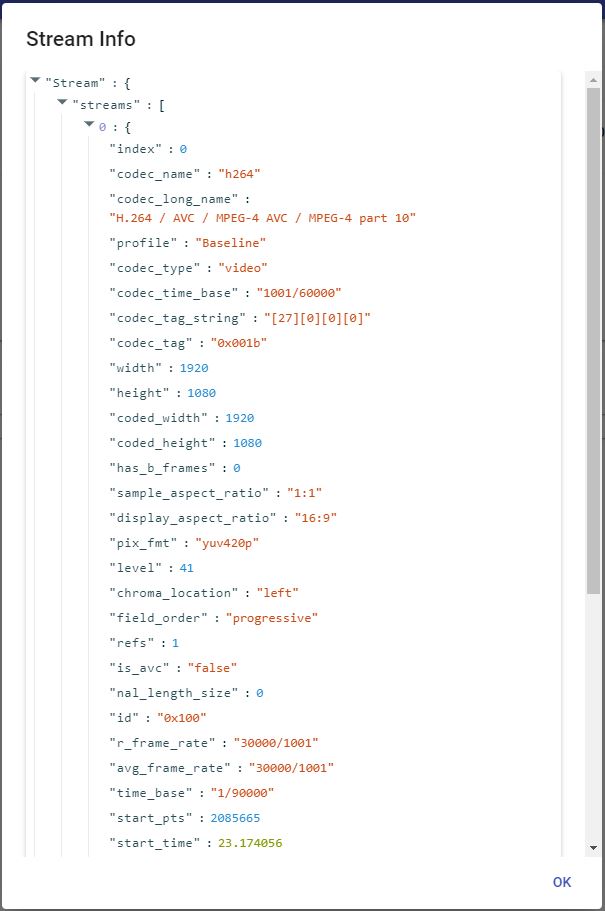 Stream parameters detection